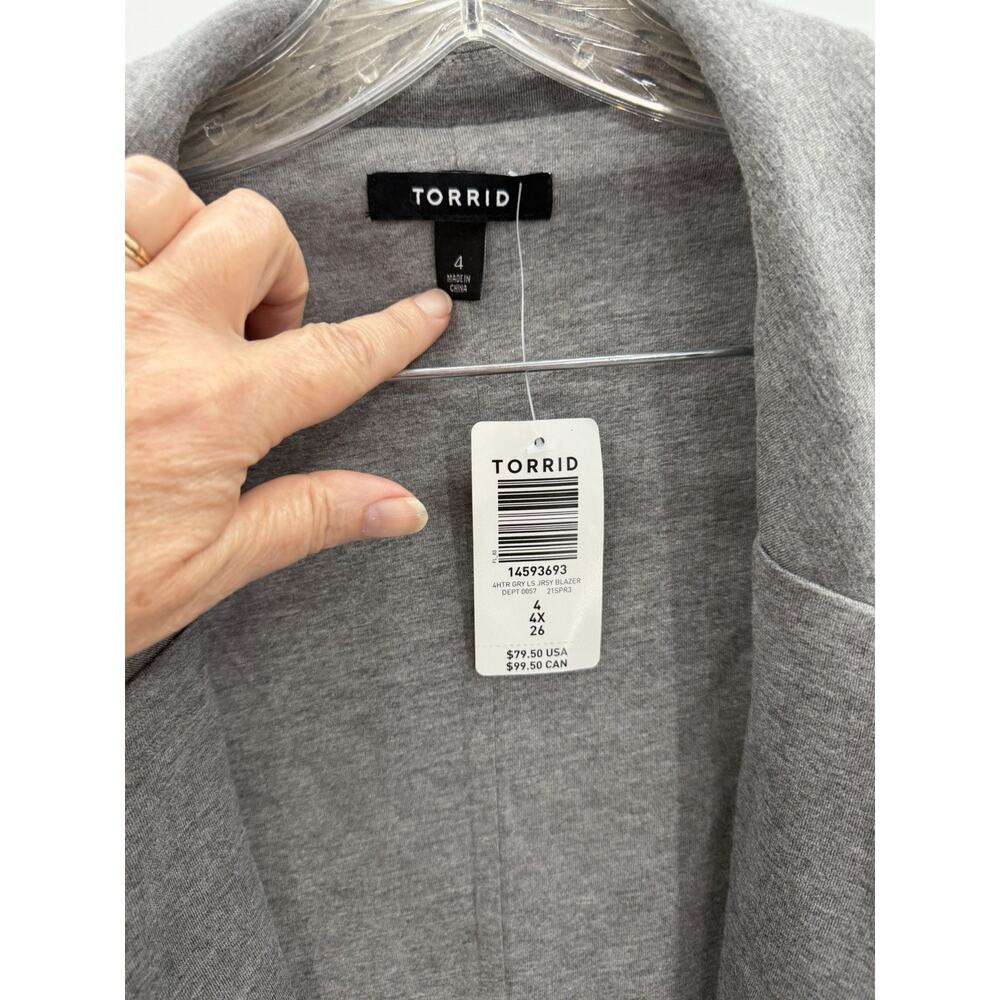 Torrid NWT Heather Grey Jersey Roll Sleeve Blazer 4X - Picture 10 of 13
